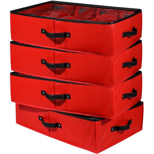 Preboun 4 Pack Christmas Nutcracker Storage Box Clear Top,Red - Image 5