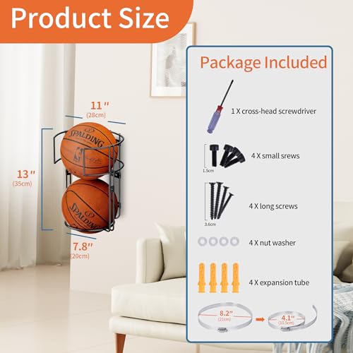 Vertical Ball Rack, Durable Standing Holder Wall Mount for Garage - Image 5