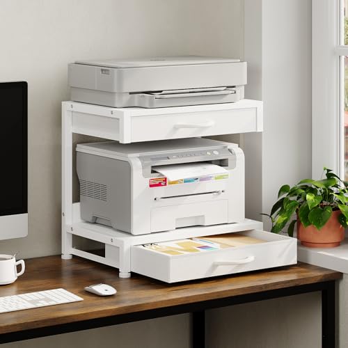 2-Tier Desktop Printer Stand with 2 Fabric Drawers | Home Organization - Image 8