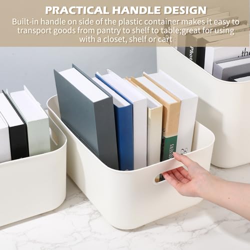 Zopeal White Plastic Storage Bins,10 Pcs,14 x 10.5 x 6.4 Inch - Image 5