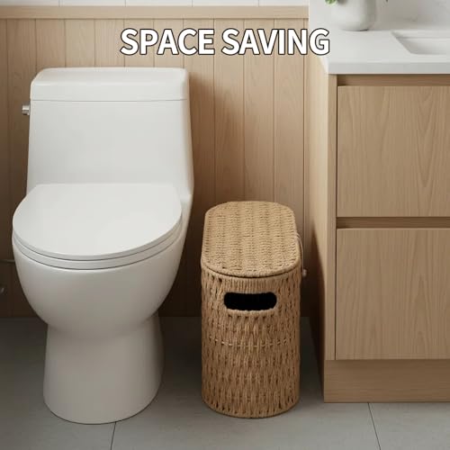 Toilet Paper Storage Basket with Lid, Paper Rope Wicker - Image 7