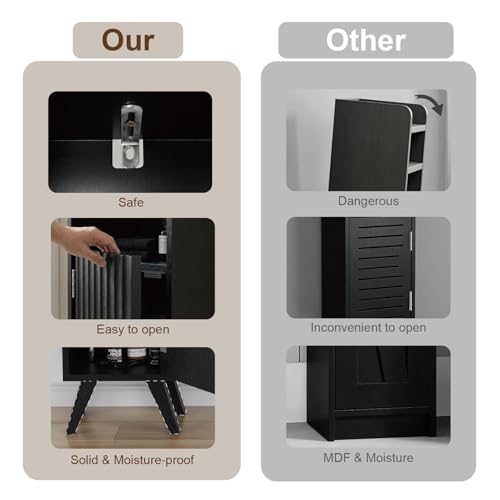 Slim Bathroom Storage Cabinet, 8" W x 8" D x 31.5" H, Black - Image 4
