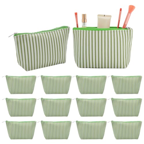 NBEADS 15 Pcs Striped Makeup Bags, Bulk Canvas Cosmetic Bag Beach - Image 2