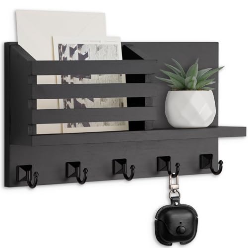 Key Holder Wall Mount, Mail Organizer for Wall with 5 - Image 2