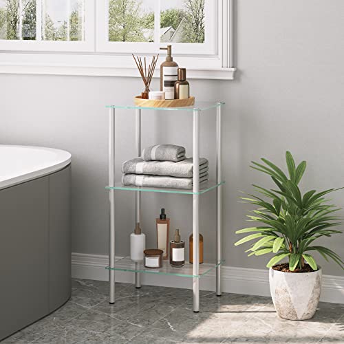 HOOBRO Glass Shelf, 3 Tier Bathroom Standing Shelf Unit - Image 6