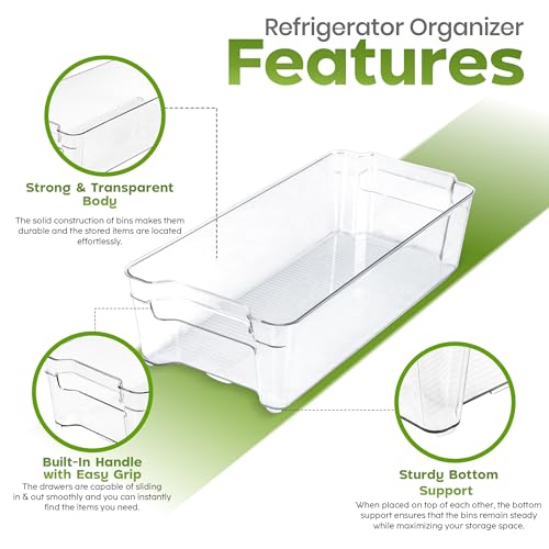Utopia Home Plastic Stackable Storage Bins for Fridge, 8 Pack - Image 6