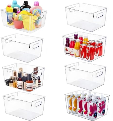 SKTEET Set of 8 Large Clear Plastic Storage Bins (8L), Storage - Image 2