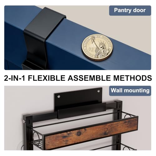 8 Tier Pantry Door Organizer Spice Rack, 2-IN-1 Wall Mount - Image 7