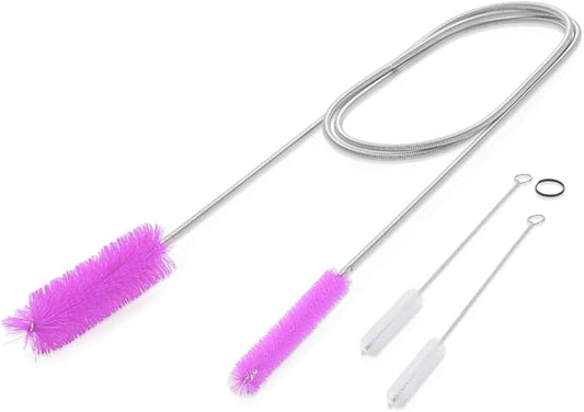 Flexible Drain Cleaning Brush (72" Long) for Drains, Bottles, Bathroom Sink, Bathtub, Shower, and Kitchen Sink, Heavy-Duty Double Ended Nylon with Elastic Hose, Bathroom Essentials, Purple