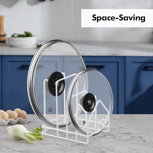 Poeland Kitchen Pot Lid Organizer, Pan Rack with 4 Compartments - Image 3