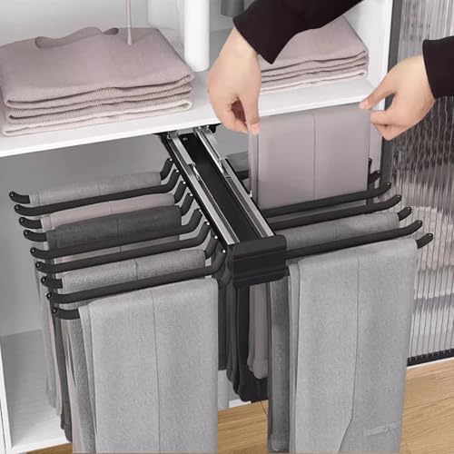 Pull Out Pants Hanger Rack Bar 18 Arms Steel Pull Out - Image 4