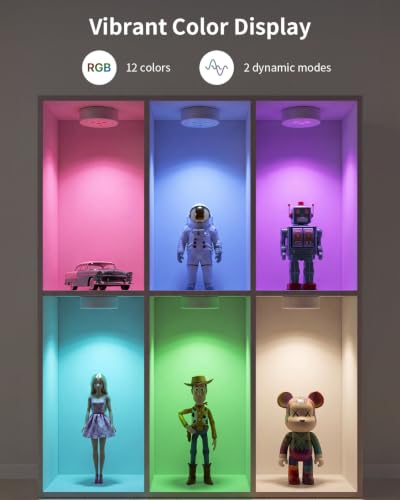 RGB Rechargeable Puck Lights with Remote, Magnetic Closet Shelf - Image 4