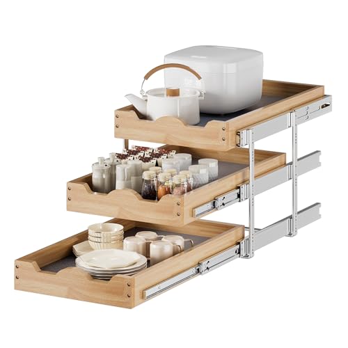 DINDON 3 Tier Pull Out Cabinet Organizer 14”W X21”D Slide - Image 2