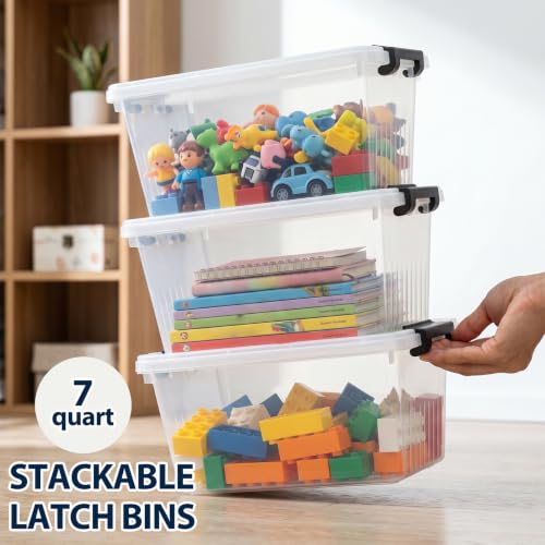 Storage Bins with Lids 6 Pack 7Qt Clear Stackable Organizer - Image 5