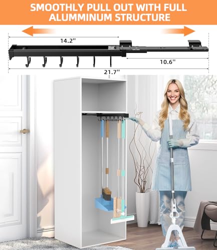 Pull Out Broom Holder With Adjustable Double Row Sliding - Image 3