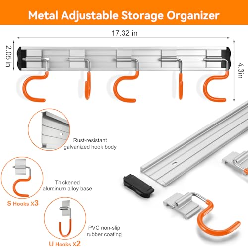 HUPBIPY 34.5'' Aluminum Alloy Garden Tool Organizer Wall - Image 3