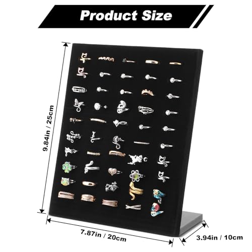 4 Pcs Black Velvet Ring Display Stand, 50 Slots L-Shaped - Image 3