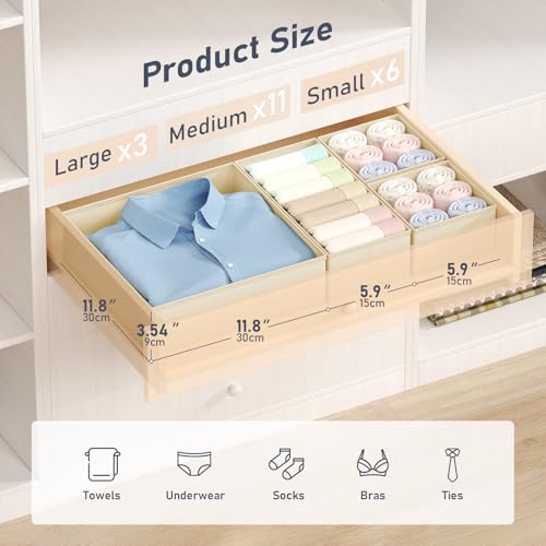 DIMJ Drawer Organizer Clothes - 20 Pack Closet Drawer Organizer - Image 3