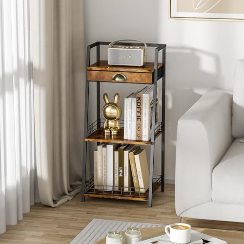 keomaisyto 3-Tier Bathroom Shelves with Canvas Drawer, Floor - Image 7