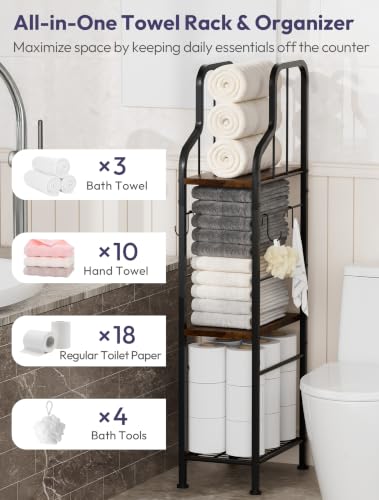SWTYMIKI Narrow Towel Storage for Bathroom - 3-Tier Towel Rack - Image 6