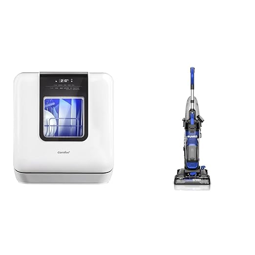 COMFEE' Countertop Dishwasher Bundle with Eureka Lightweight Upright Vacuum Cleaner for Carpet and Hard Floor