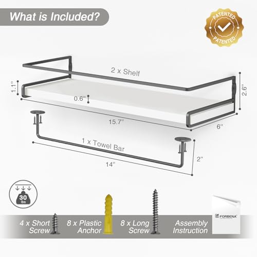 Forbena White Floating Shelves for Bathroom Organizer Over - Image 4
