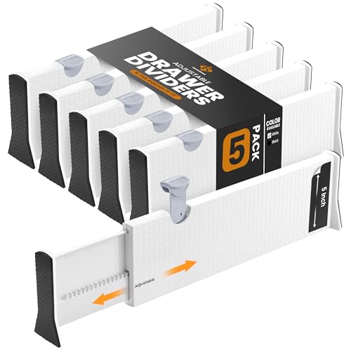 RAPTUROUS White Expandable Drawer Dividers (5" Tall, 13"-22" Long - Image 2
