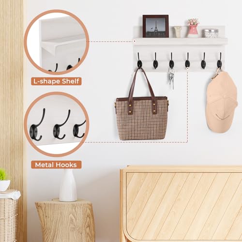 HRONRAD Coat Rack Wall Mount, 17" Farmhouse Wall Shelf - Image 7