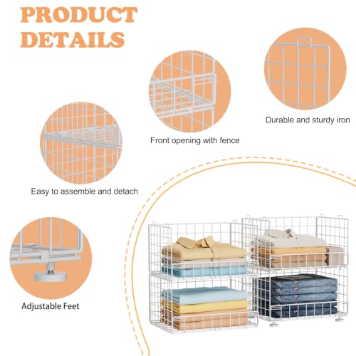 4-Tier Stackable Closet Organizers with Adjustable Feet - Image 5
