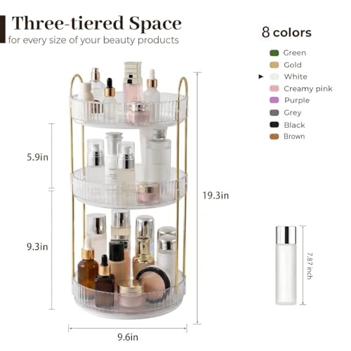 Aveniee 3-Tier 360° Rotating Makeup Organizer, Clear Spinning - Image 3