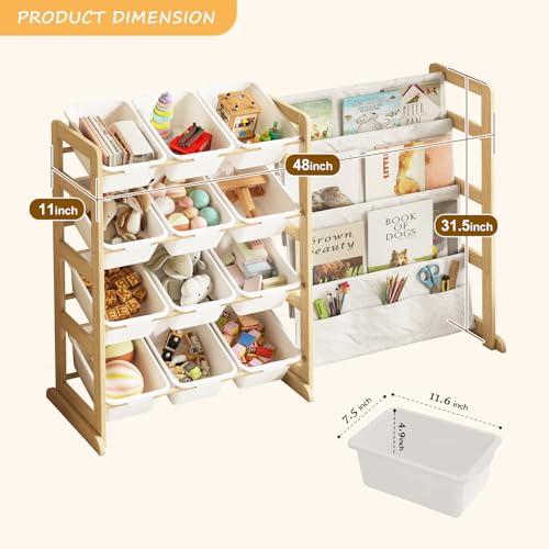 EXPERLAM Toy Storage Organizer with Bookshelf, Kids Toy Organizer - Image 4