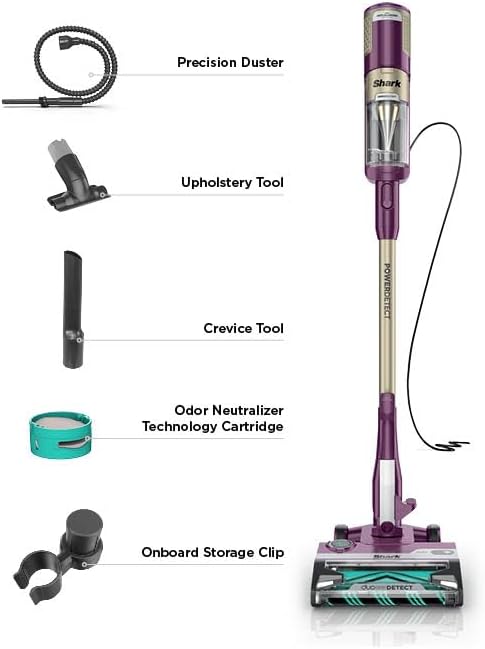 Shark POWERDETECT Ultra-Light Corded Stick Vacuum with DuoClean Technology, Self-Cleaning Brushroll for No Hair Wrap, Anti-Allergen Complete Seal, and Odor Neutralizer Technology, Purple, HZ4001AMZ