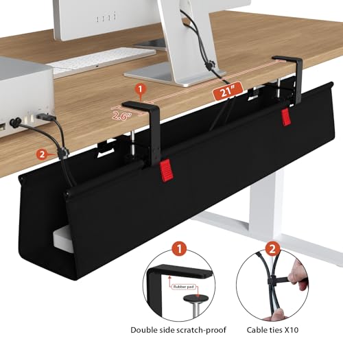 Univivi No Drill Under Desk Cable Management Tray, 36 inch - Image 4