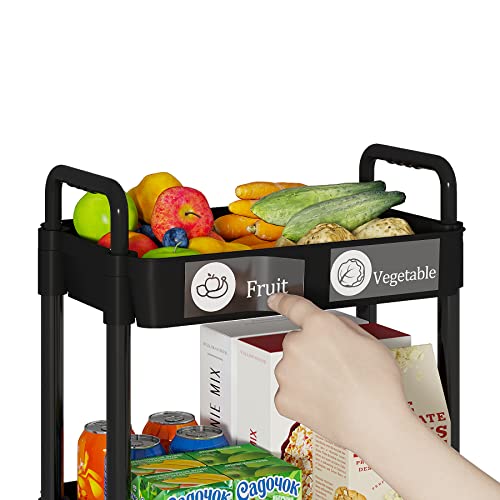 3 Tier Rolling Cart with Wheels, Utility Storage Carts,Black - Image 4