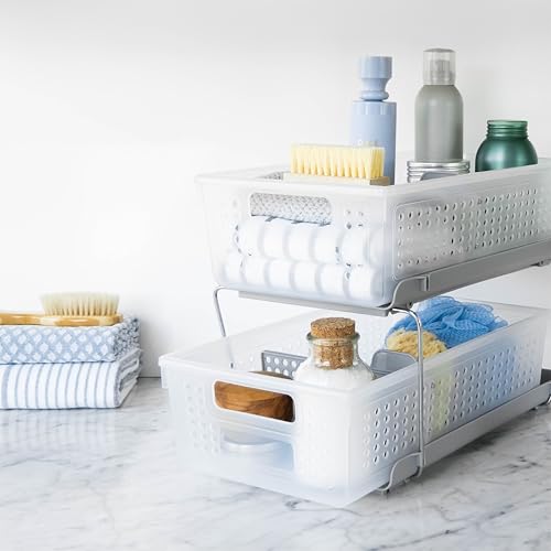 madesmart Two Tier Organizer with Dividers, Frost - Image 3