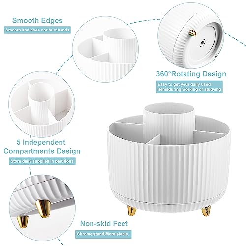 Cayxenful Pencil Holder For Desk,5 Slots 360°Degree Rotating Desk - Image 3