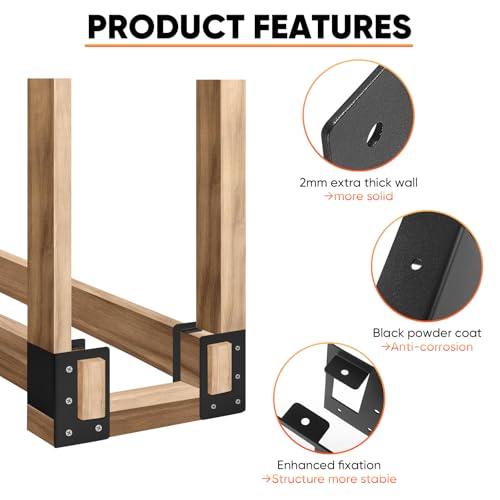 4 Pcs Firewood Rack Indoor Outdoor, Adjustable Bracket - Image 6