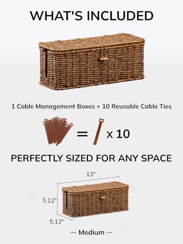 Cable Management Box, Cord Organizer with Lid & Cable Ties - Image 3