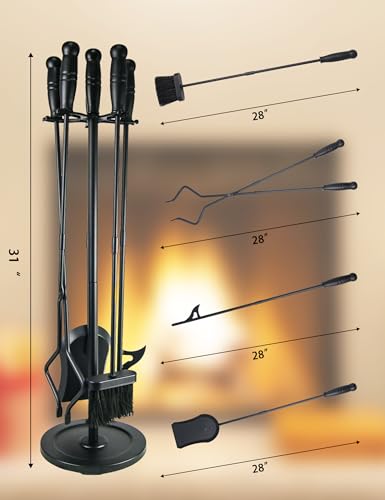 Fireplace Tools 5 Pcs 31.5In Fireplace Tool Set Indoor - Image 3