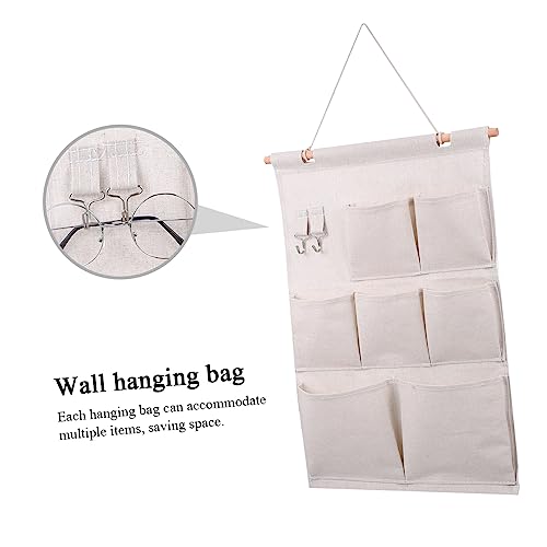 Hanging Storage Organizer Bag for Office Home Beige with Multi - Image 4