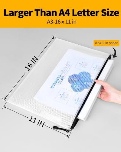 SUNEE 18pcs Plastic Mesh Zipper Pouch, A3 - Image 3