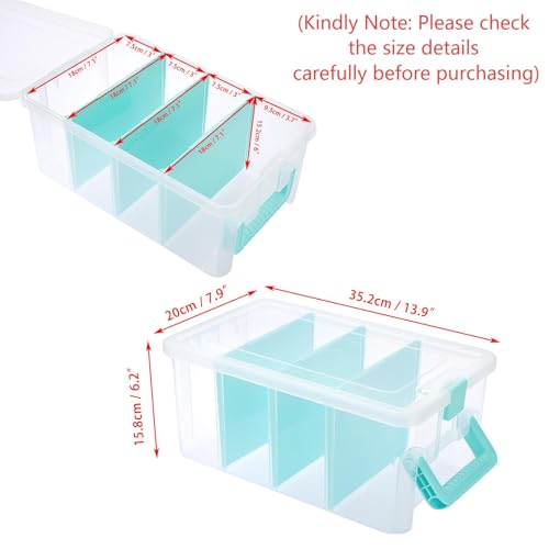 BTSKY Clear Plastic Dividing Storage Box with 4 | Home Organization - Image 4