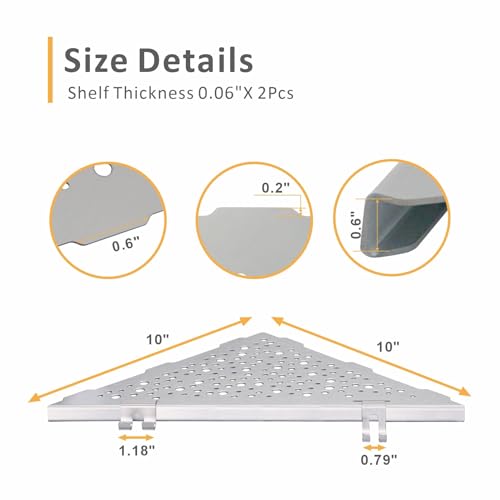 WELLUP Shower Shelf Brushed Nickel 2 Pack,Corner Shower Shelf - Image 3