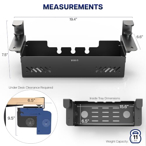 VIVO Black Clamp-On Flip-Open 19 in Cable Management Box - Image 5