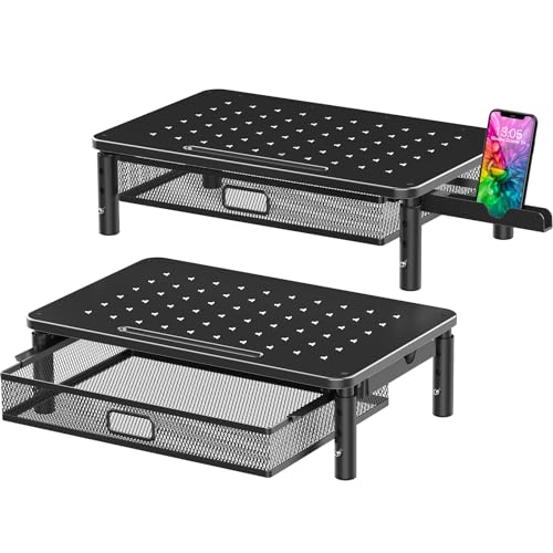 Zimilar 2 Pack Monitor Stand Riser with Metal Drawer, 3 - Image 2