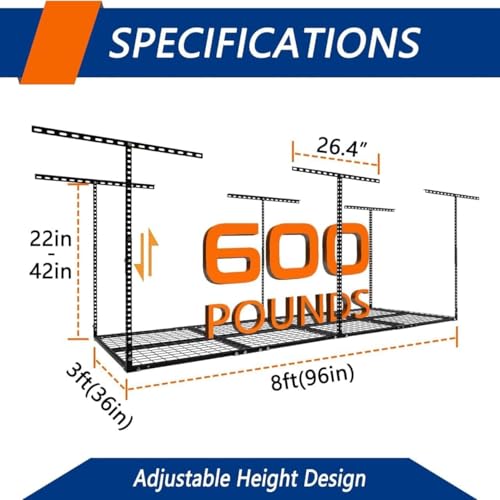 GarveeHome Garage Ceiling Storage Racks - Heavy Duty, 96'' * 36'' - Image 3