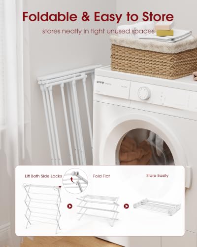 Foldable 3-Tier Clothes Drying Rack 37.4" H with Non-Slip Feet - Image 5
