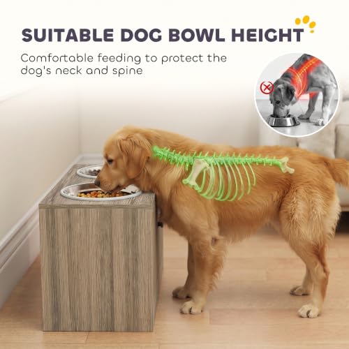 PawHut Elevated Dog Bowls, Storage Cabinet Slow Feeder - Image 4