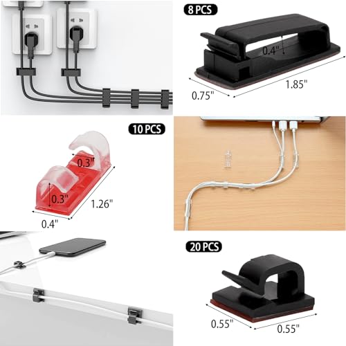 604 Pcs Cable Management Kit, 4 Cord Organizer Sleeve - Image 6