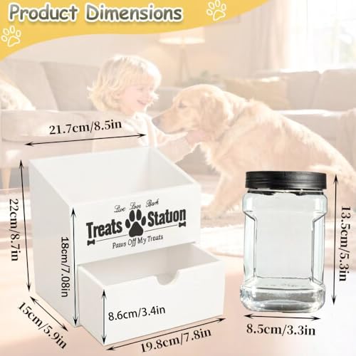 Pet Food Storage Container with Drawer, Wooden Dog Treat - Image 3